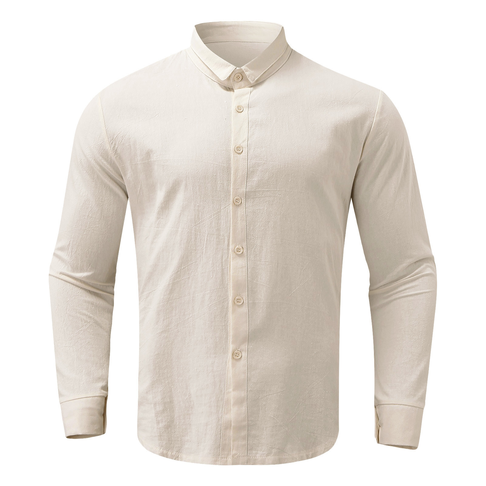 thumbnail image 4 of Camisa de manga larga con cuello vuelto para hombre - Diseño liso - Algodón - Informal para todas las estaciones - Tallas M-XXXL, 4 of 8